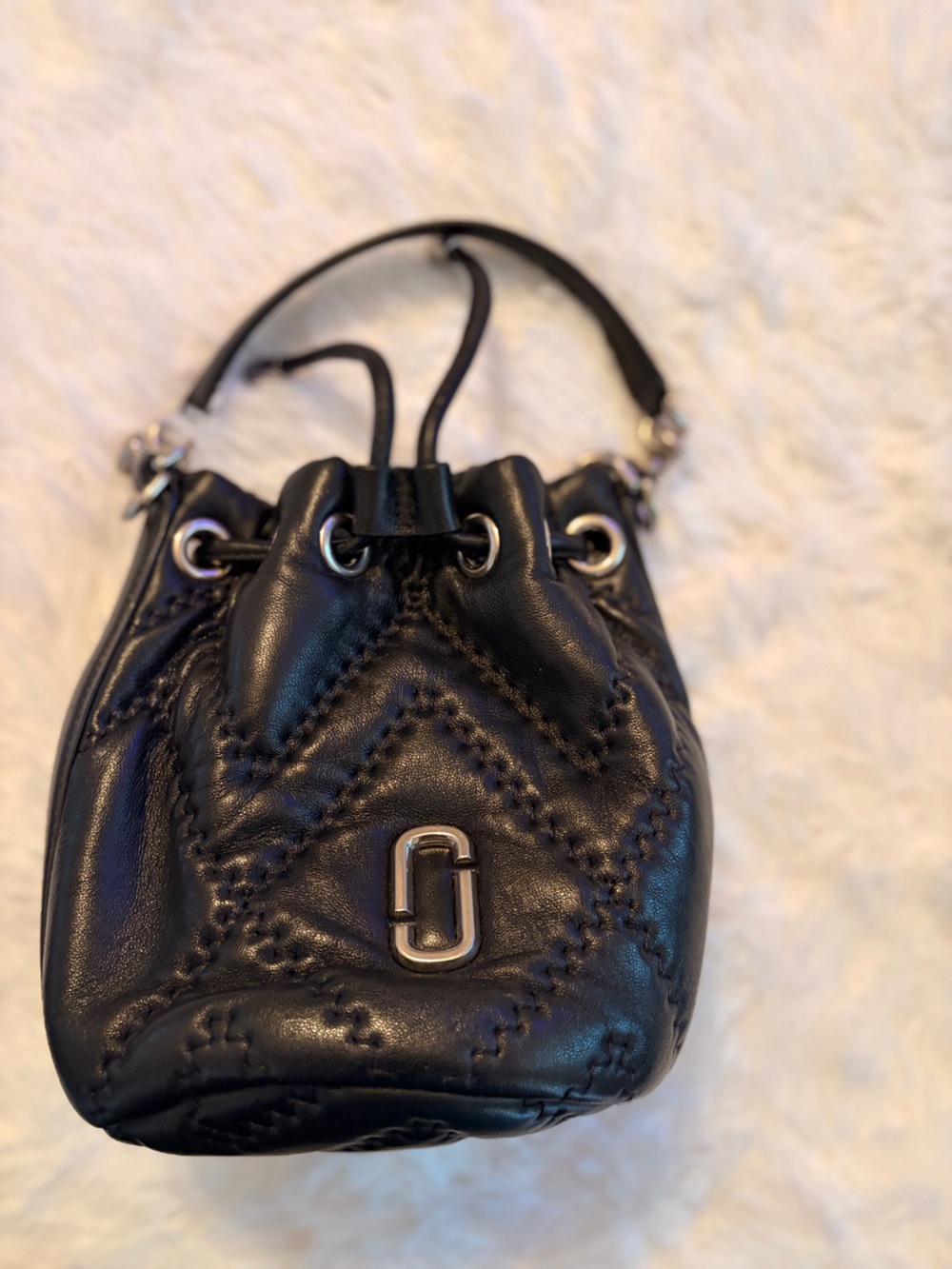 Marc Jacobs Black Quilted Leather Mini Drawstring Bag